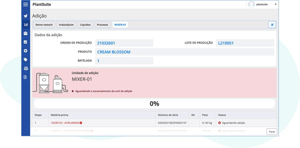 Adição de Ingredientes