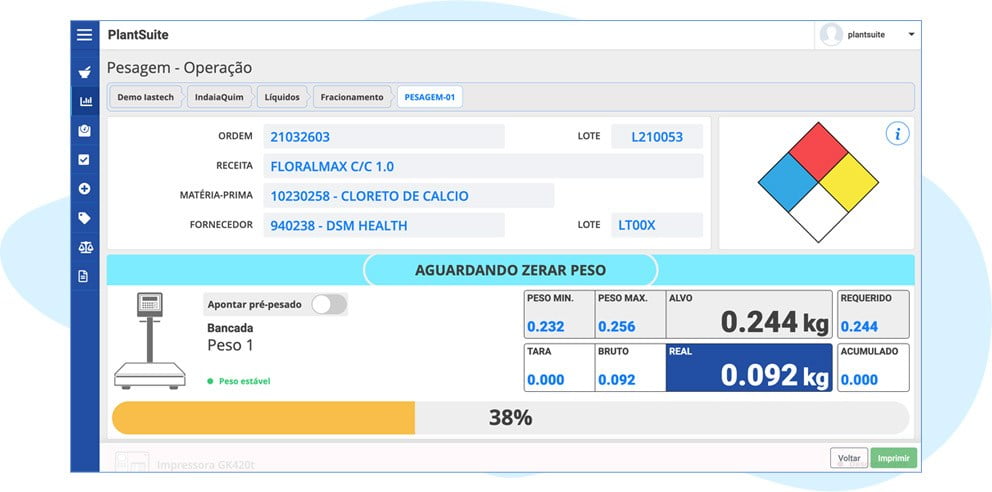 Operação de Pesagem